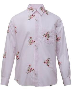 Simone Rocha Floral-Embroidered Shirt - Purple