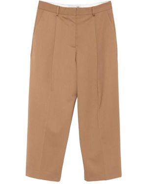 THE M.. Cropped Broek Met Geplooide Voorkant - Naturel
