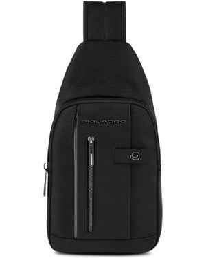 Piquadro Logo-Plaque Sling Bag - Black