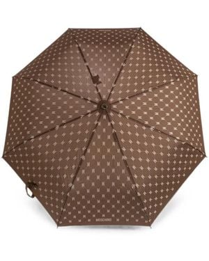 Moschino Monogram-Print Folding Umbrella - Brown