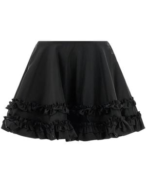 Ganni Ruffled Flared Mini Skirt - Black