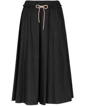 Gaelle Drawstring-Waist Midi Skirt - Black