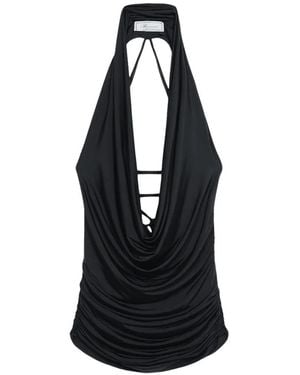 Blumarine Ruched Halterneck Top - Black