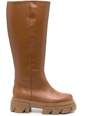 Alohas Katiuska Leather Knee-High Boots - Brown