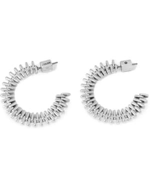 AllSaints Ribbed Hoop Earrings - White