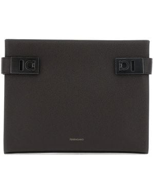 Ferragamo Logo-Print Clutch Bag - Black