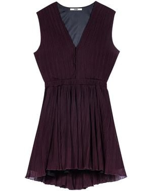 Maje Plissé Cut-Out Mini Dress - Purple
