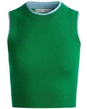 Alice + Olivia Araceli Two-Tone Top - Green