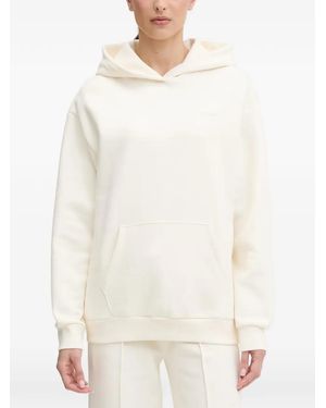 Guess Logo-Embroidered Pouch-Pocket Hoodie - White