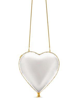 Oscar de la Renta Heart Ballon Chain Clutch Bag - White