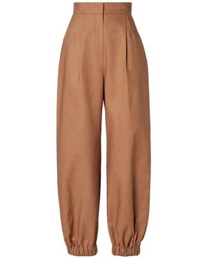 Fendi Cotton And Linen Trousers - Brown