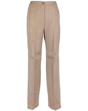 Seventy Elasticated-Waist Pressed-Crease Pants - Natural