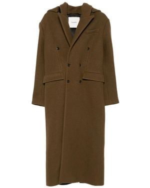 Nanushka Detachable-Hood Double-Breasted Coat - Natural