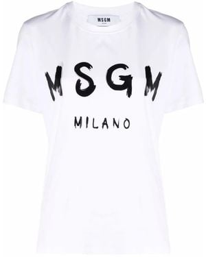 MSGM Logo-print Short-sleeved T-shirt - White