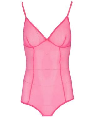 Laura Urbinati Body À Empiècement En Résille - Pink