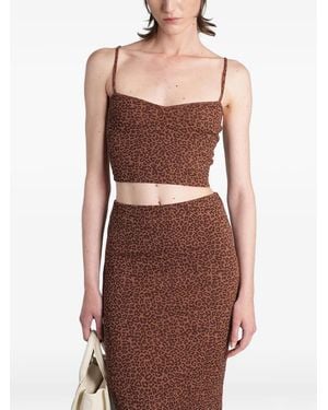 MC2 Saint Barth Leopard-Print Crop Top - Brown