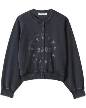 Maison Kitsuné Circle Stamp Logo-Print Press-Stud Sweatshirt - Blue