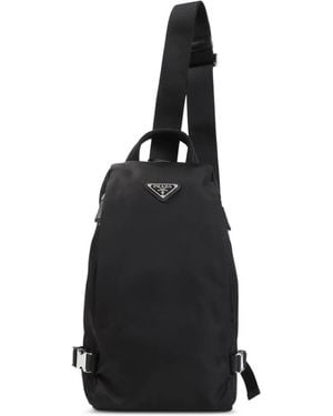 Prada Re-Nylon And Saffiano Leather Backpack - Black