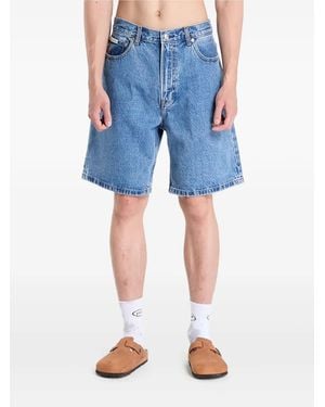 Calvin Klein Shorts Denim Con Effetto Schiarito - Blu