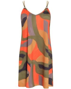 Lygia & Nanny Strap Print Dress - Orange
