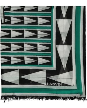 Lanvin Foulard Con Stampa Geometrica - Verde