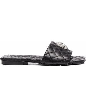Philipp Plein Crystal-Skull Flat Sandals - Black