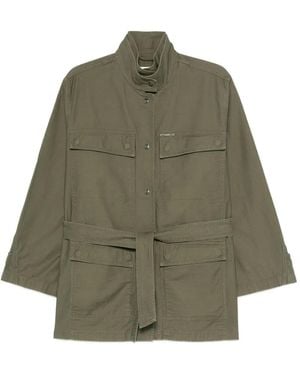 Closed Belted Cotton Coat - Green