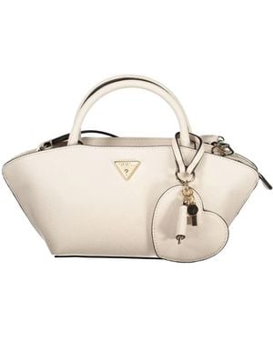 Guess Heart-Charm Tote Bag - Natural