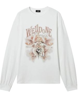 we11done T-Shirt Met Lange Mouwen - Wit