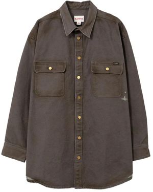 KAMIYA Ripped-Detail Pocket Shirt - Brown