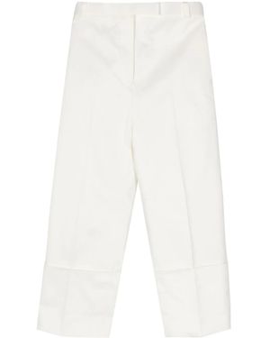 Thom Browne Pressed-Crease Tapered Trousers - White