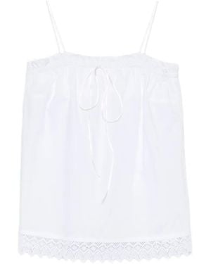THE NINA STUDIO Lace-Detail Ruffled Top - White