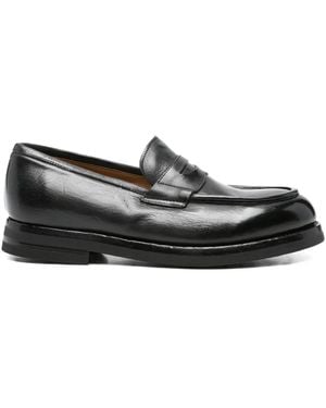 Green George Penny Leather Loafers - Black