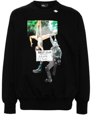 Kolor Graphic-Print Cotton Sweatshirt - Black