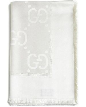 Gucci Patterned-Jacquard Silk Scarf - Natural