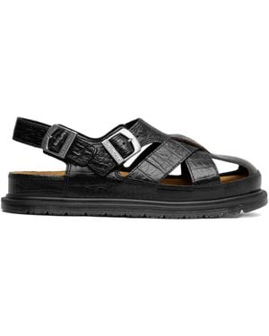 Dr. Martens Crocodile-Effect Sandals - Black