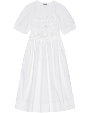 Ganni Organic Cotton Midi Dress - White