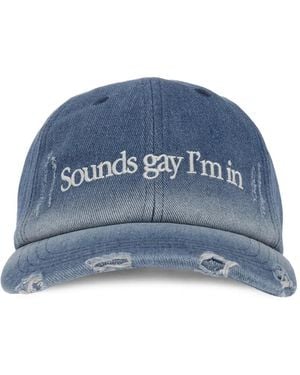 Carne Bollente Distressed Denim Baseball Cap - Blue