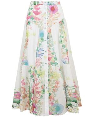 Charo Ruiz Roselle Rock mit Blumenprint - Weiß