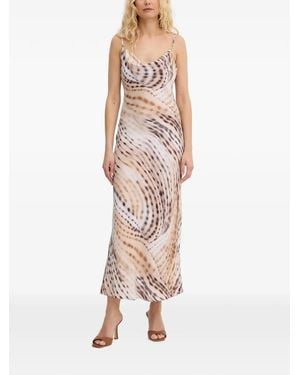 Guess Abstract-Print Cowl-Neck Midi Dress - Natural