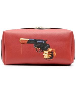 Seletti Gun-print Wash Bag - Red