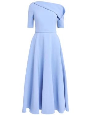 Safiyaa Asymmetric Draped A-Line Midi Dress - Blue