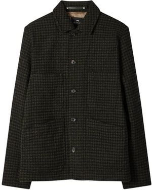 Paul Smith Dark- Dogtooth Wool-Blend Chore Jacket - Black