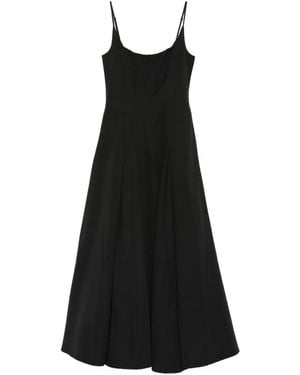 STAUD Vestido Largo Jill Plisado Con Tirantes Finos - Negro