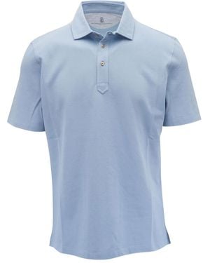 Brunello Cucinelli Short-Sleeve Polo Shirt - Blue