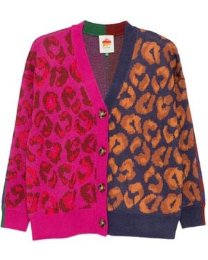 FARM Rio Animal-Pattern Button-Up Cardigan - Pink