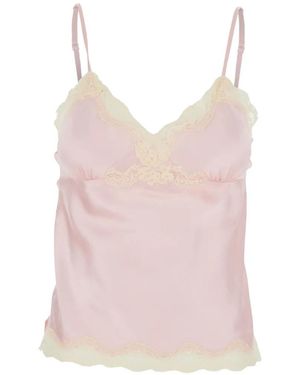 Gold Hawk Lace V-Neck Sleeveless Top - Pink