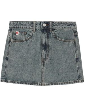 A Bathing Ape Heart-Motif Denim Mini Skirt - Grey