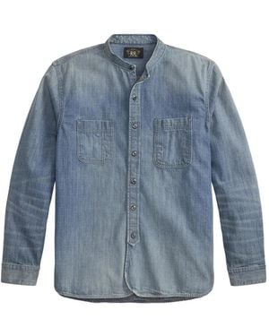 RRL Hemd Mit Stehkragen-Patch - Blau