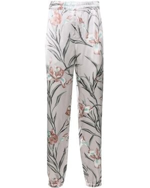 Saint Laurent Floral-Print Tapered Trousers - Grey